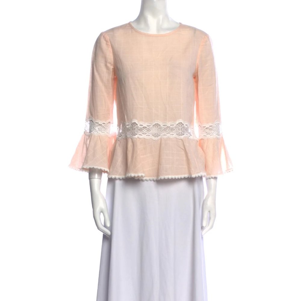 Jonathan Simkhai Womens Bateau Neckline Three-Quarter Sleeve Top EXTRA SMALL